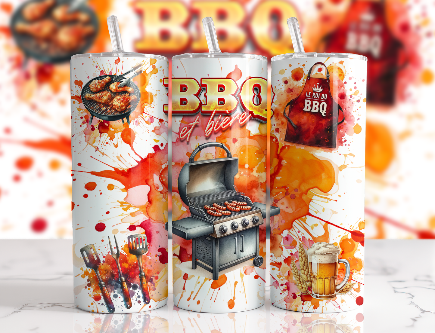 Design tumbler 20oz pour sublimation , BBQ et bière