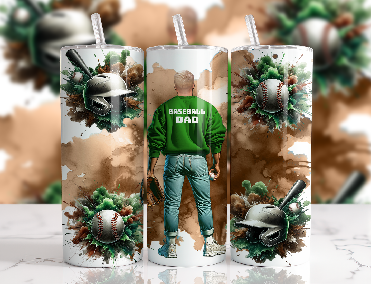 Design tumbler 20oz pour sublimation , BASEBALL DAD, cheveux blonds