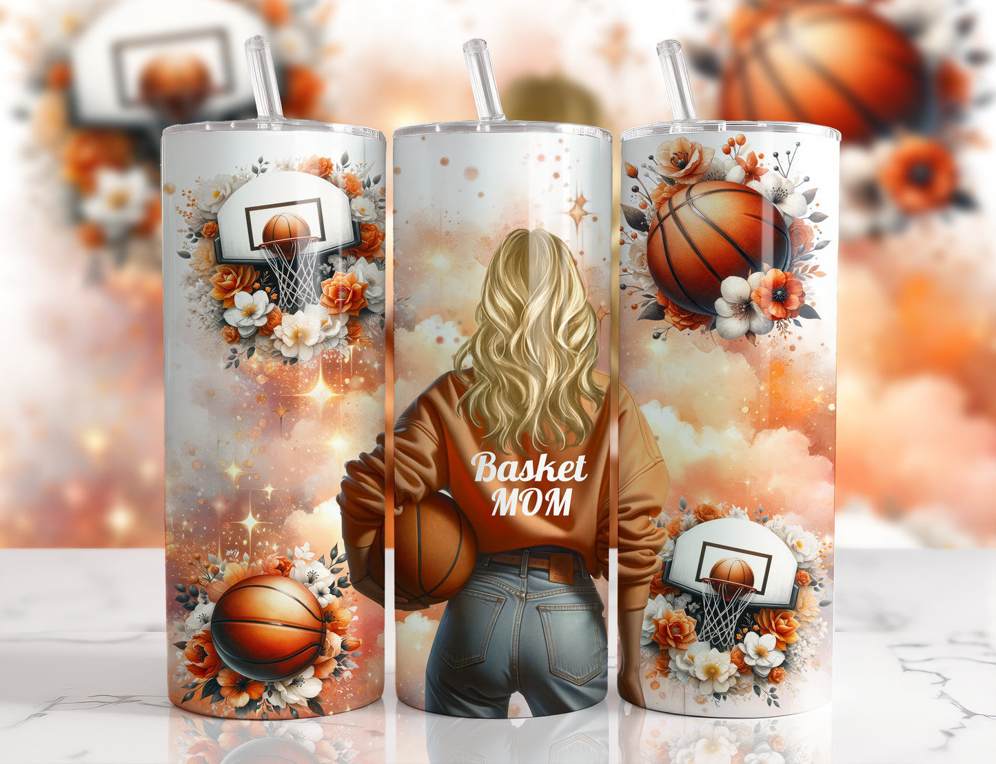 Design tumbler 20oz pour sublimation , BASKETMOM, cheveux blonds