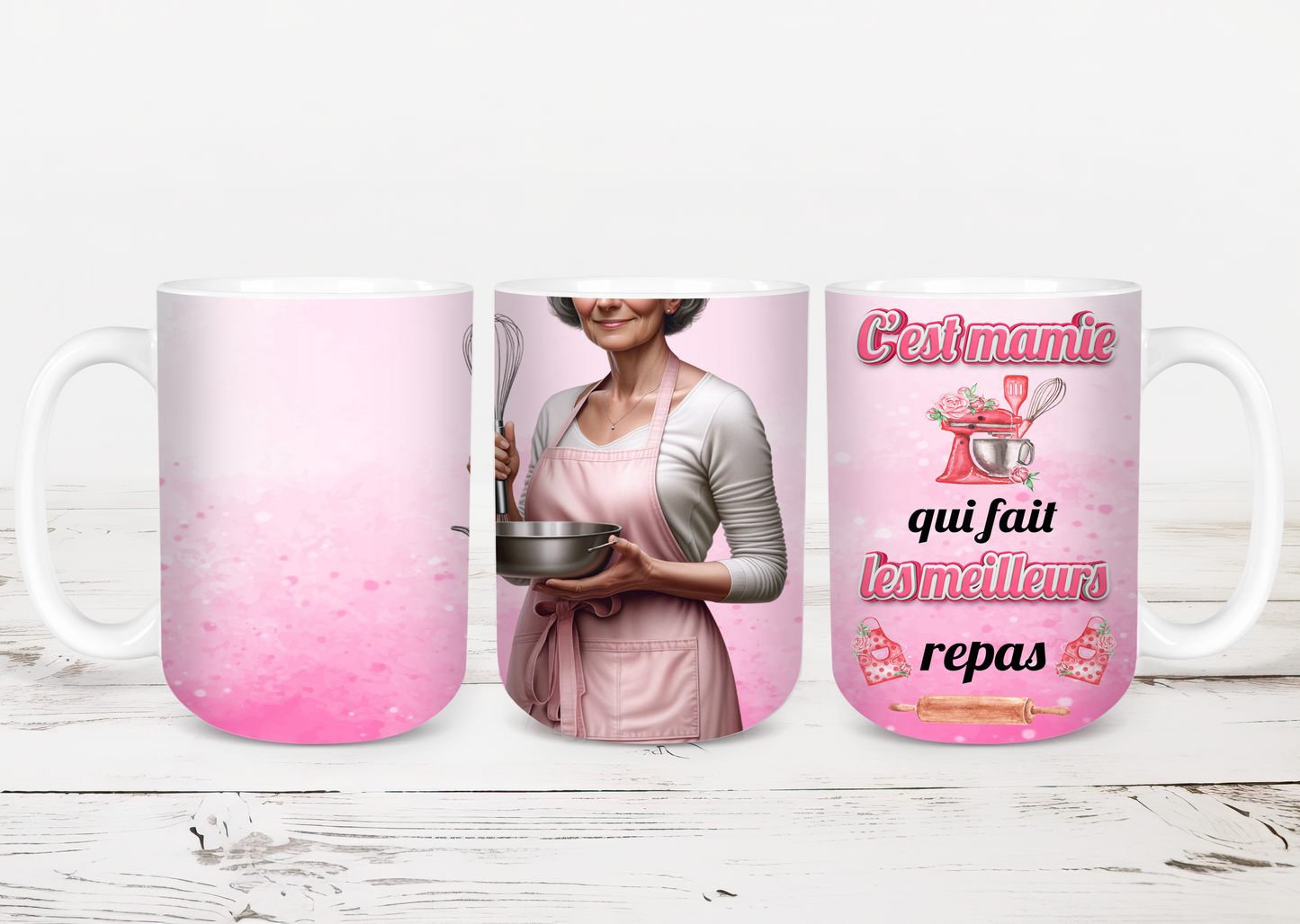 Design tumbler 20oz pour sublimation, C'est mamie qui fait les meilleurs repas