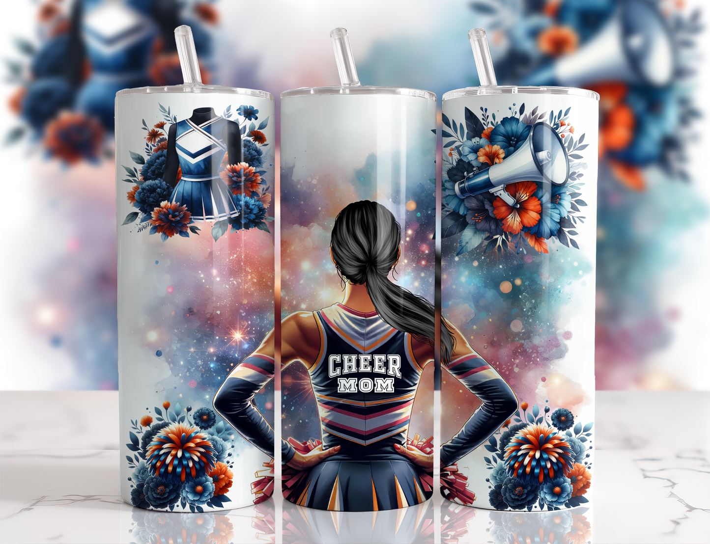 Design tumbler 20oz pour sublimation , CHEERMOM, cheveux noirs