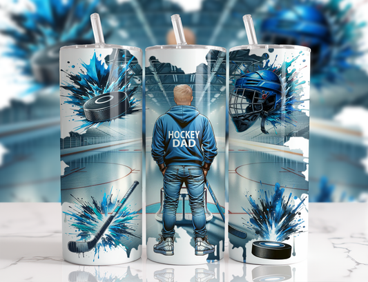 Design tumbler 20oz pour sublimation , HOCKEY DAD, cheveux blonds