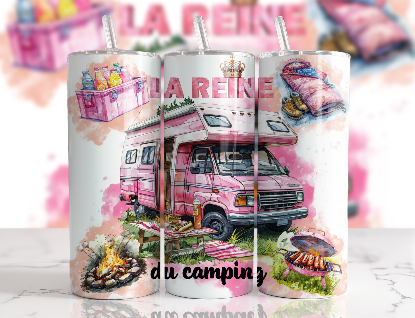 Design tumbler 20oz pour sublimation , LE REINE DU CAMPING