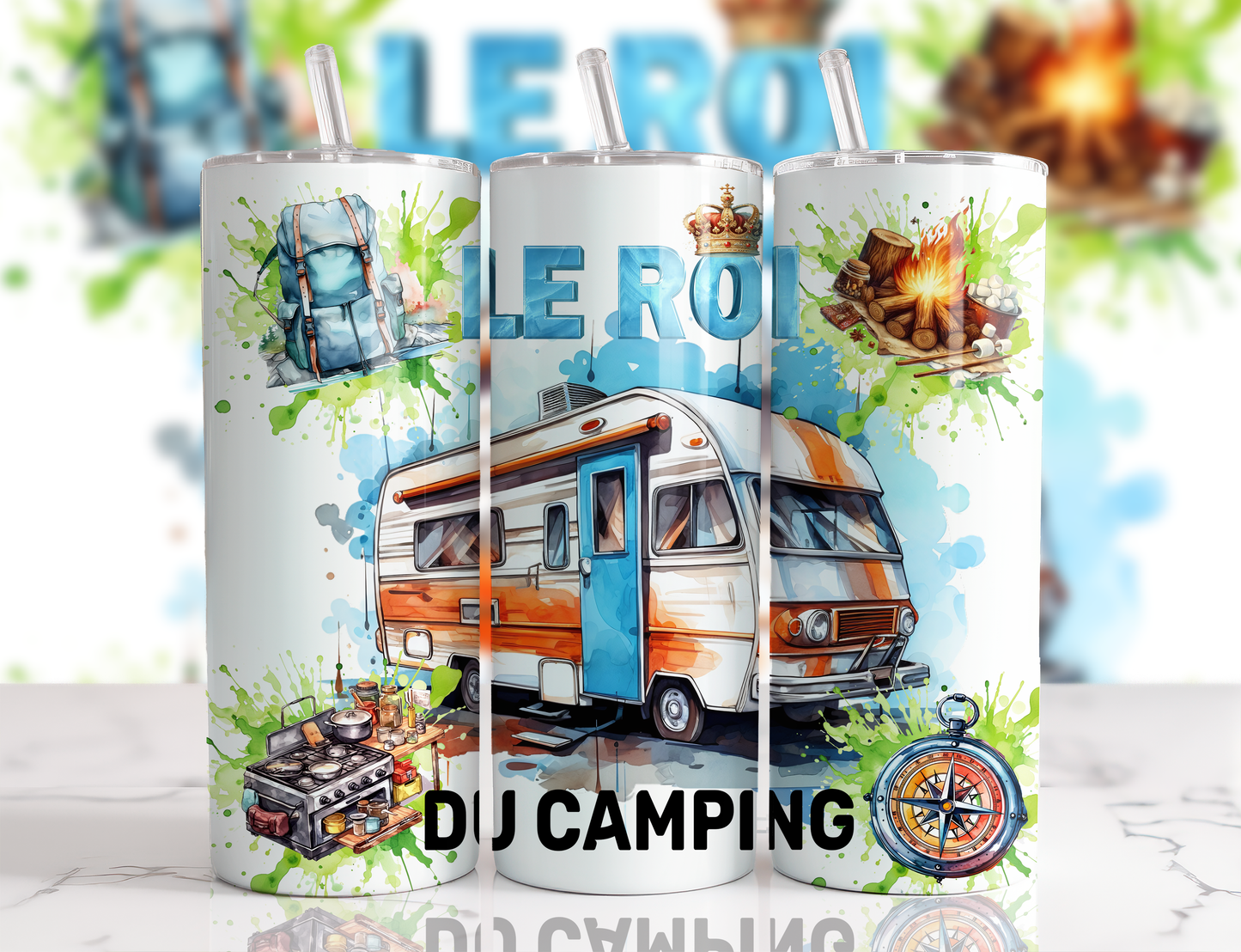 Design tumbler 20oz pour sublimation , LE ROI DU CAMPING