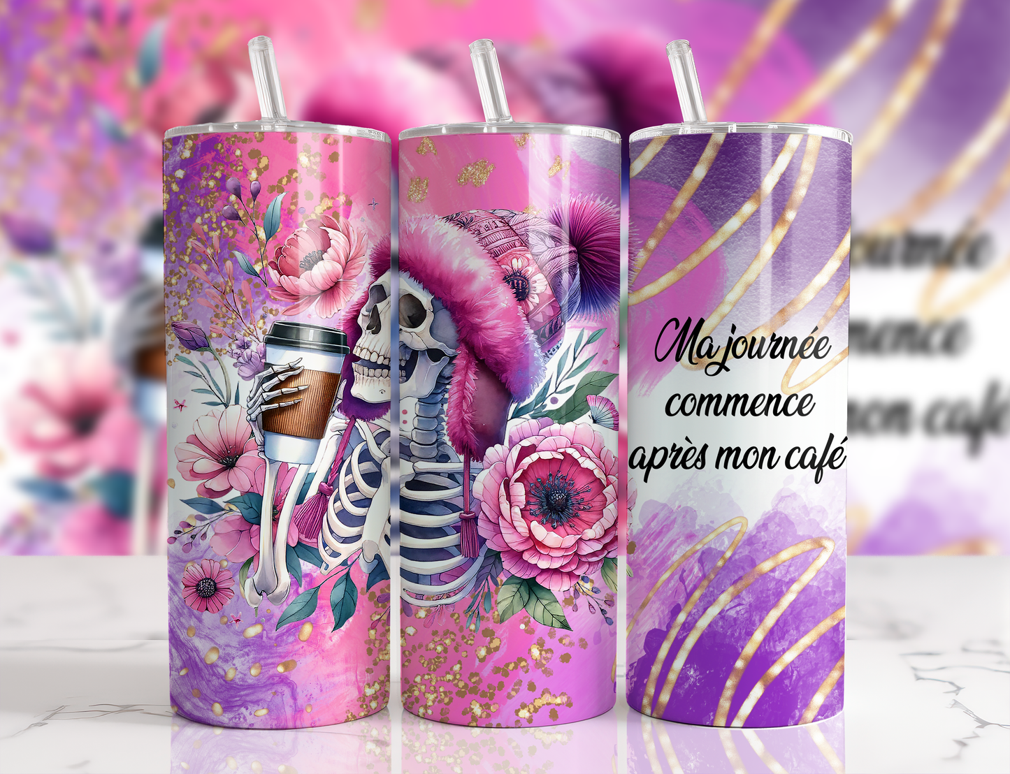 Design Tumblers 20oz, sublimation, Ma journée commence après mon café