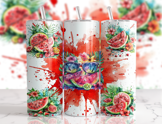 Design tumbler 20oz pour sublimation , Melon d'eau aquarelle