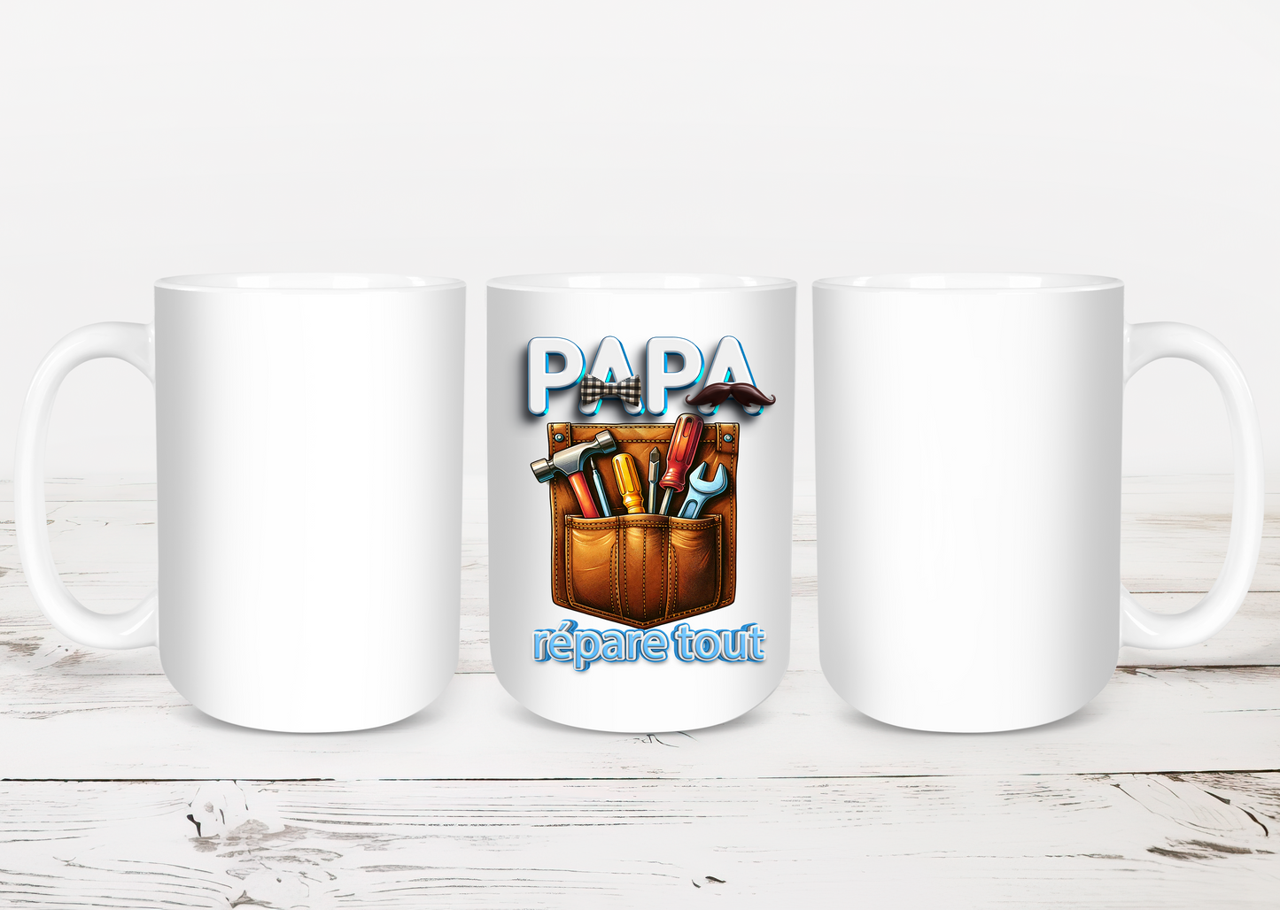 Design PNG pour sublimation, PAPA répare tout , fond transparent