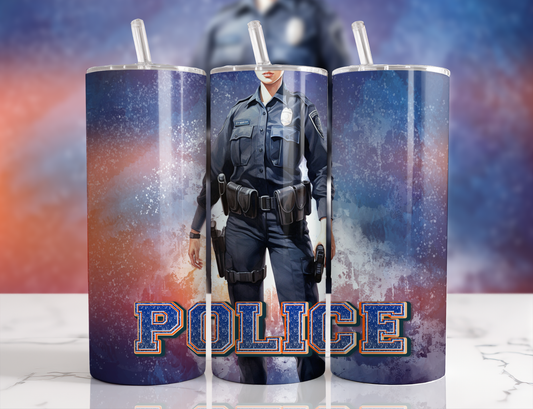 Design tumbler 20oz pour sublimation , POLICIÈRE