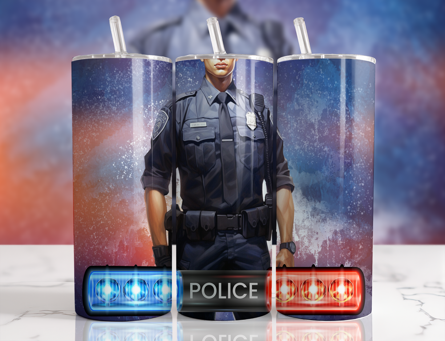 Design tumbler 20oz pour sublimation , POLICIER