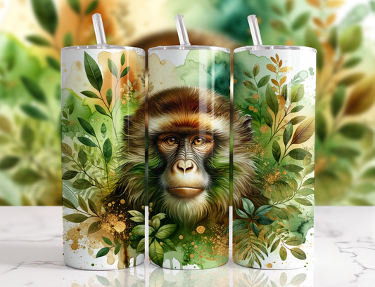 Design tumbler 20oz pour sublimation , Singe aquarelle