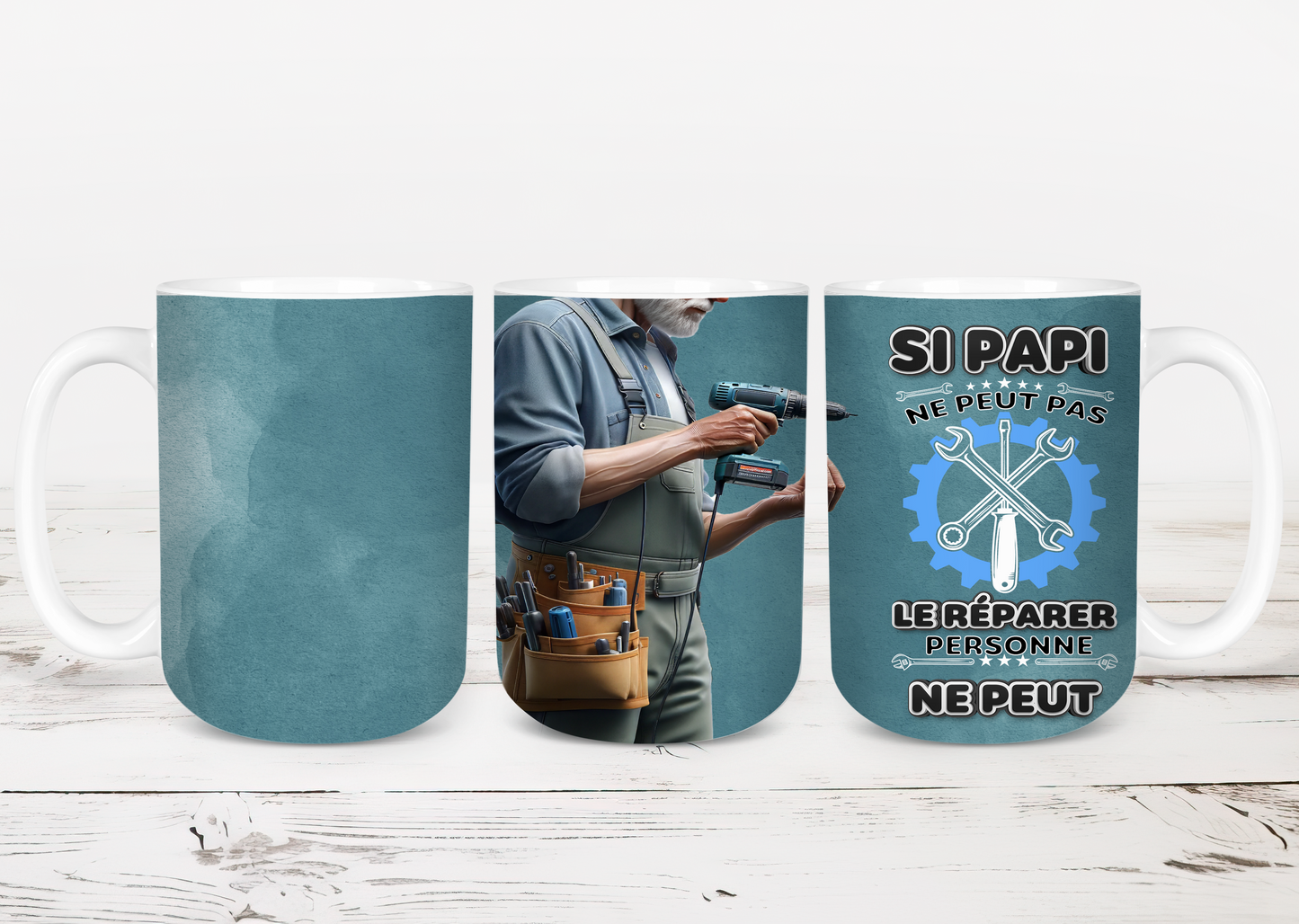 Design tumbler 20oz pour sublimation , Si papi ne peut pas le réparer personne ne peut