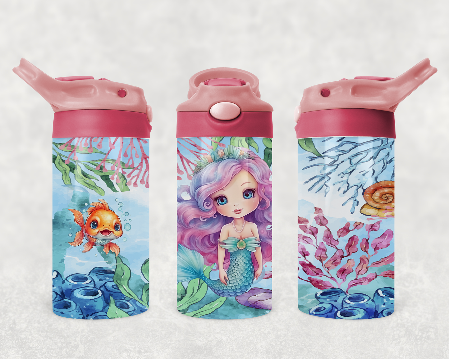 Design PNG, bouteille enfants, Sippy cup, 12 oz sublimation, Sirène