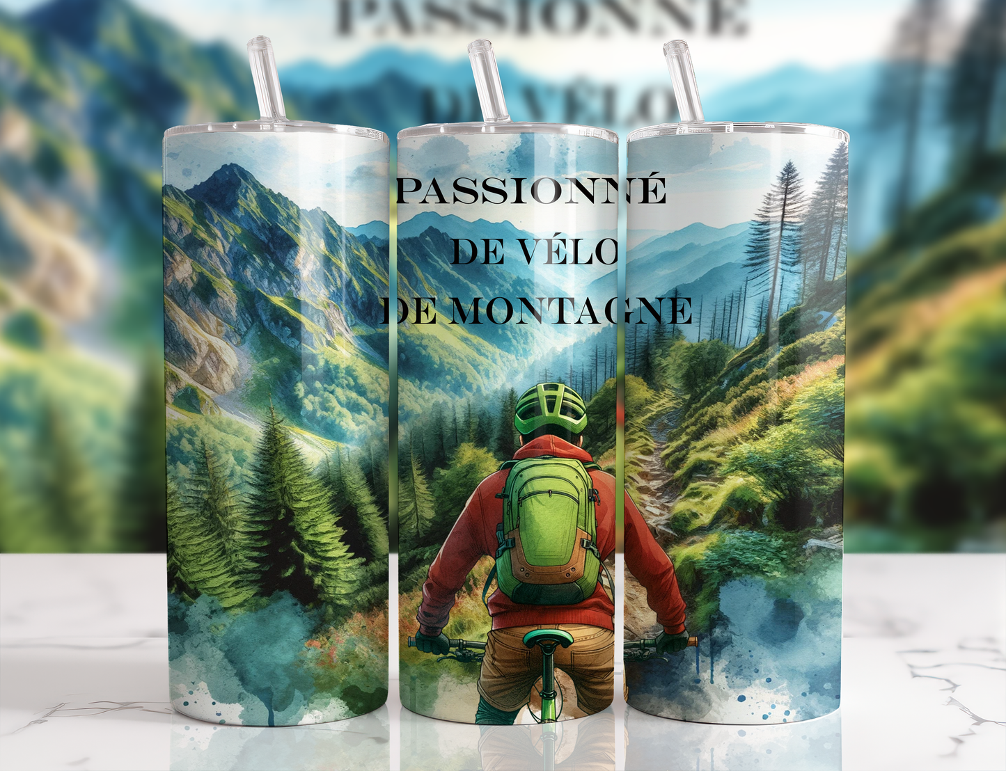 Design tumbler 20oz pour sublimation , PASSIONNÉ DE VÉLON DE MONTAGNE, HOMME