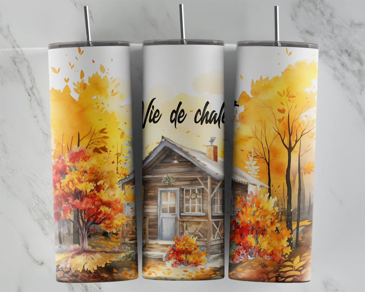 Design tumbler 20oz pour sublimation , VIE DE CHALET