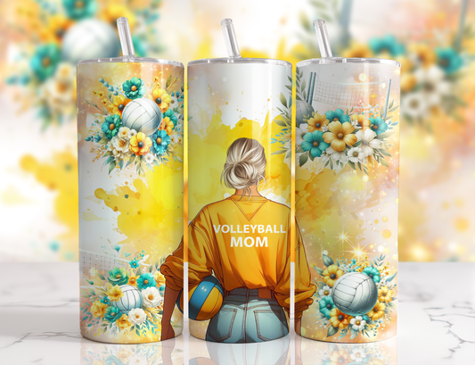 Design tumbler 20oz pour sublimation , VOLLEYBALLMOM, cheveux blonds