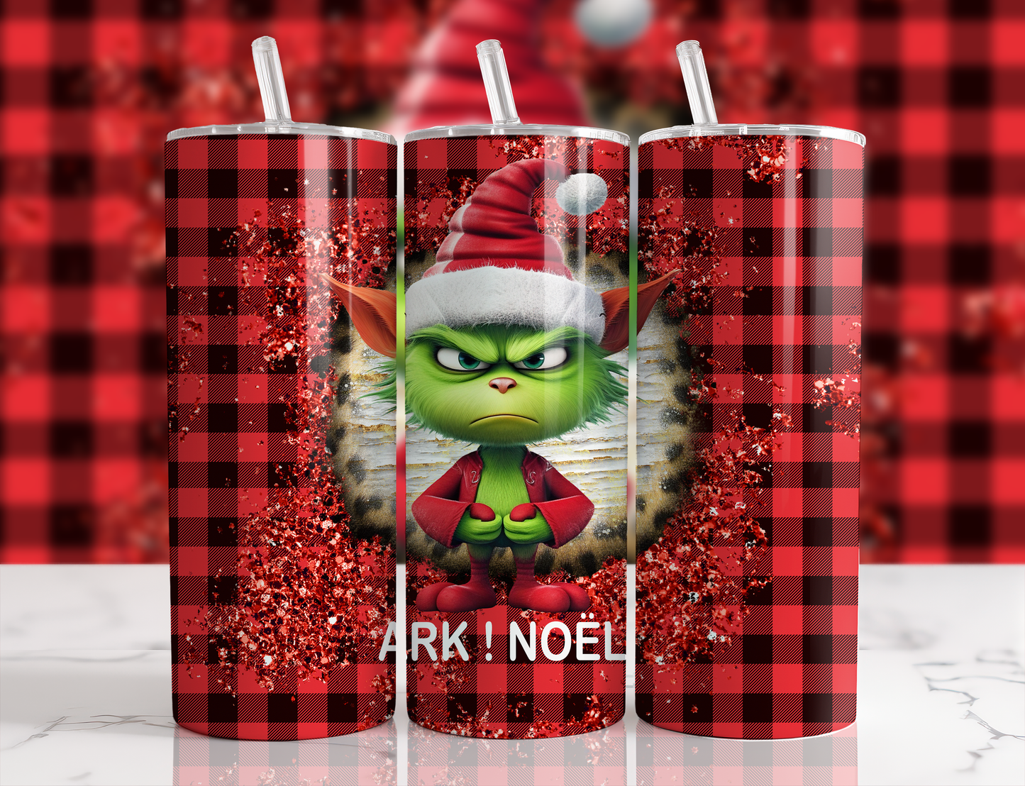 Design tumbler 20oz pour sublimation,  Ark noël, gnome vert