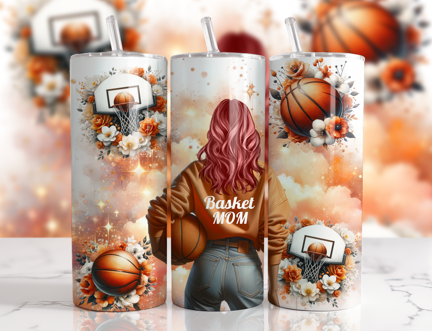 Design tumbler 20oz pour sublimation , BASKETMOM, cheveux roux