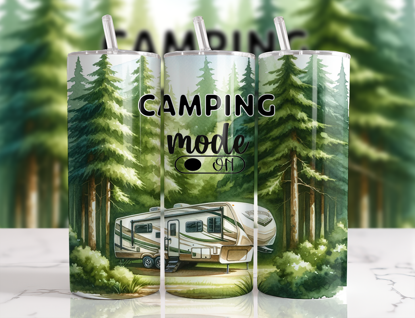 Design tumbler 20oz pour sublimation , CAMPING MODE ON