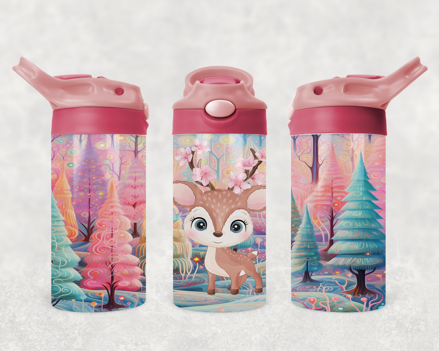 Design PNG, bouteille enfants, Sippy cup, 12 oz sublimation, Cerf mignon