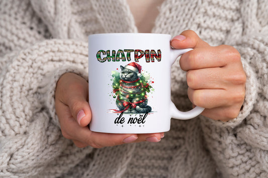 Design PNG pour sublimation , chatpin de noël