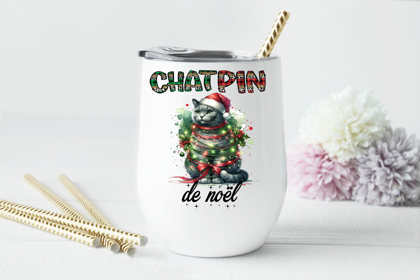 Design PNG pour sublimation , chatpin de noël