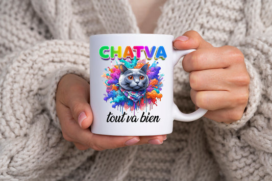 Design PNG, sublimation,  CHATVA tout va bien