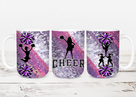 Design tumbler 20oz pour sublimation , Cheerleading glitter mauve