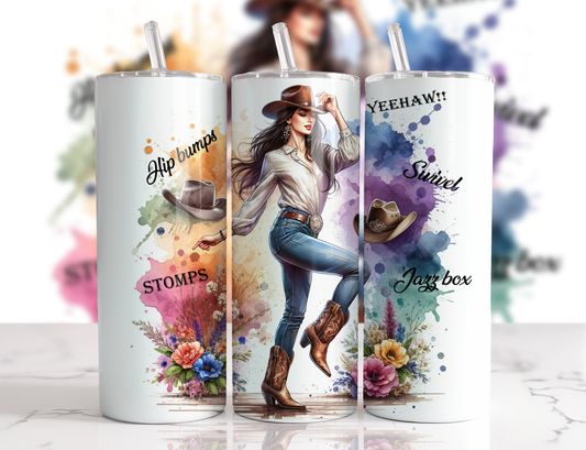 Design tumbler 20oz pour sublimation ,  Dance en ligne , fille brune