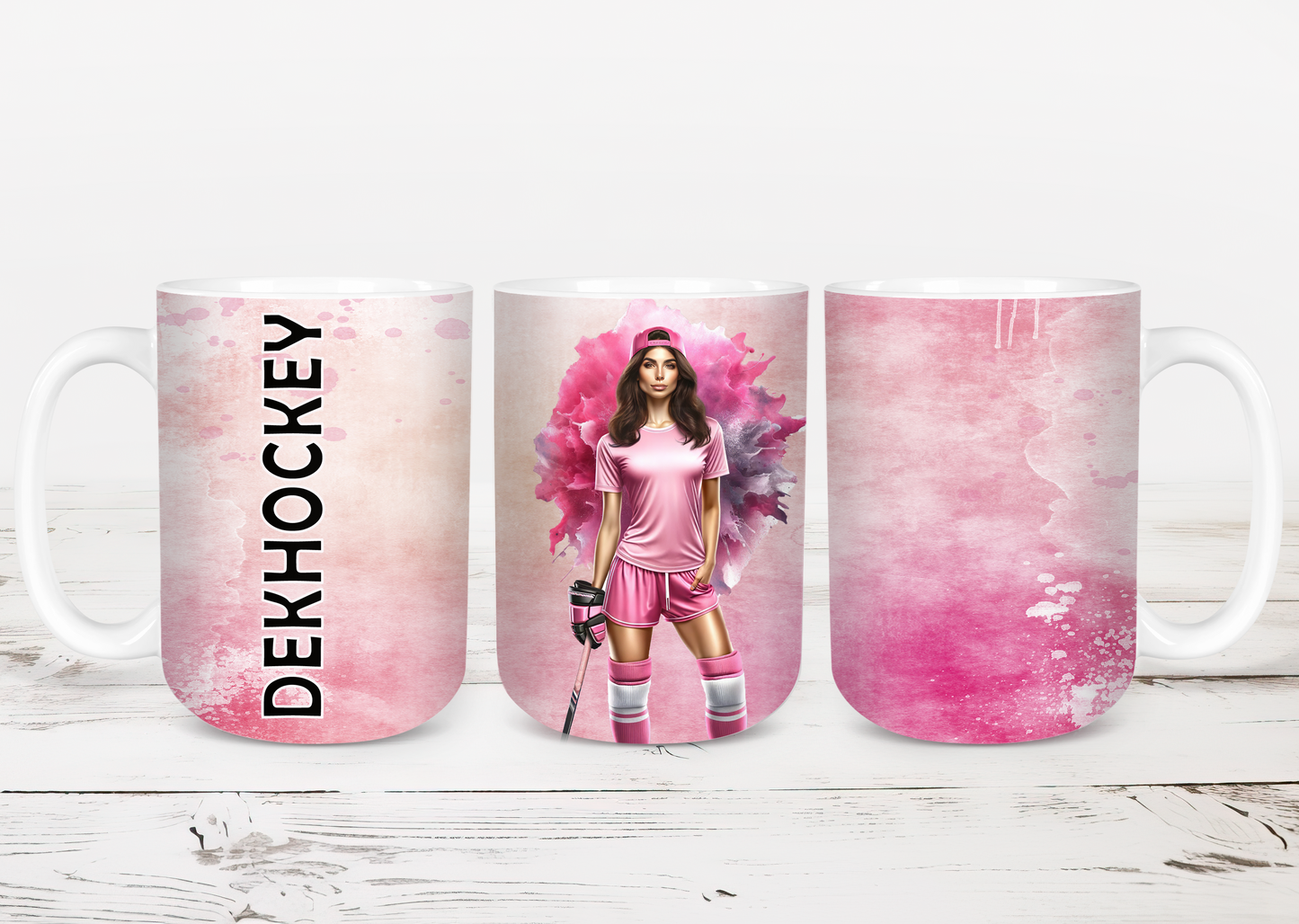 Design tumbler 20oz pour sublimation , Deckhockey, cheveux bruns,