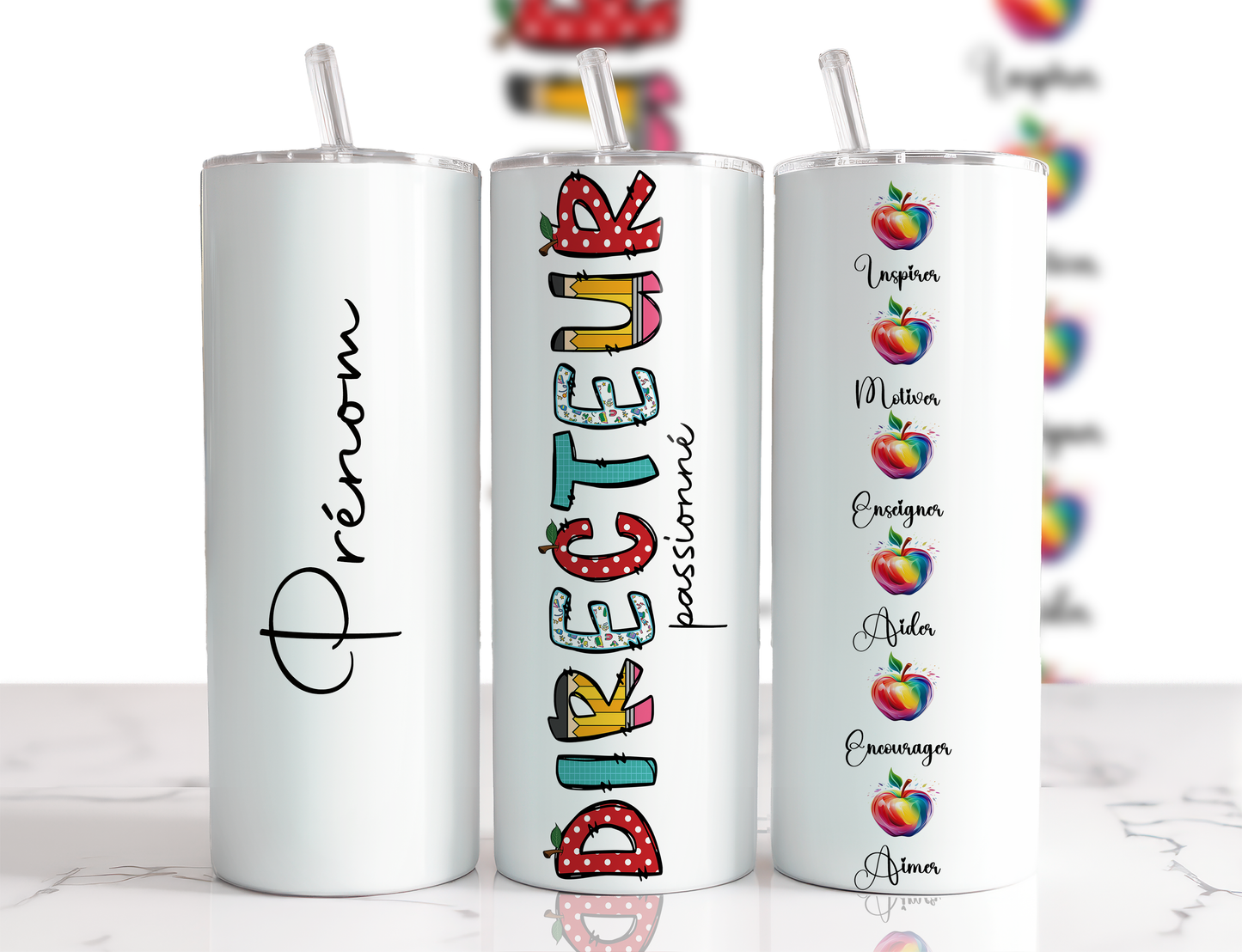 Design Tumblers 20 oz, sublimation. Directeur , rainbow pomme