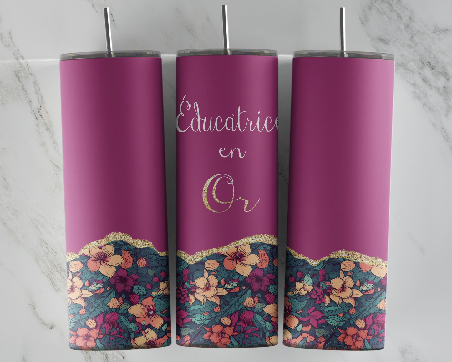 Design Tumblers 20 oz, sublimation. éducatrice en or