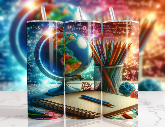 Design Tumblers 20 oz, sublimation. Enseignant, globe terrestre