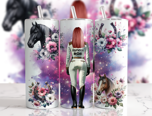 Design tumbler 20oz pour sublimation , ÉQUITATION MOM, cheveux roux