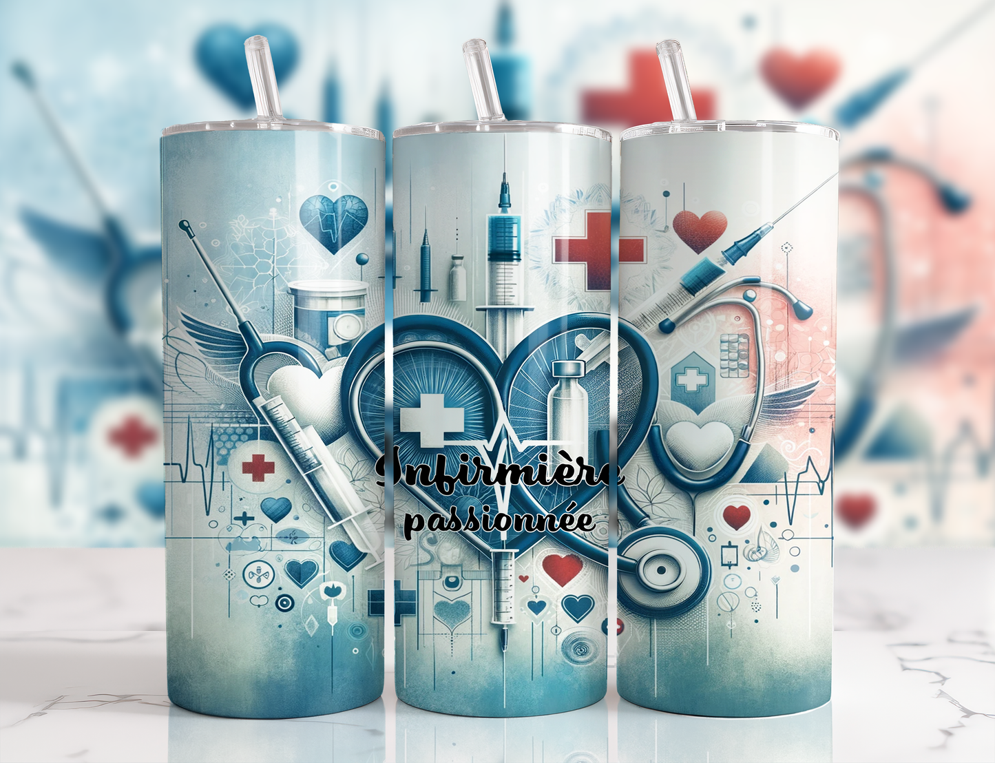 Design tumbler 20oz pour sublimation INFIRMIÈRE passionnée