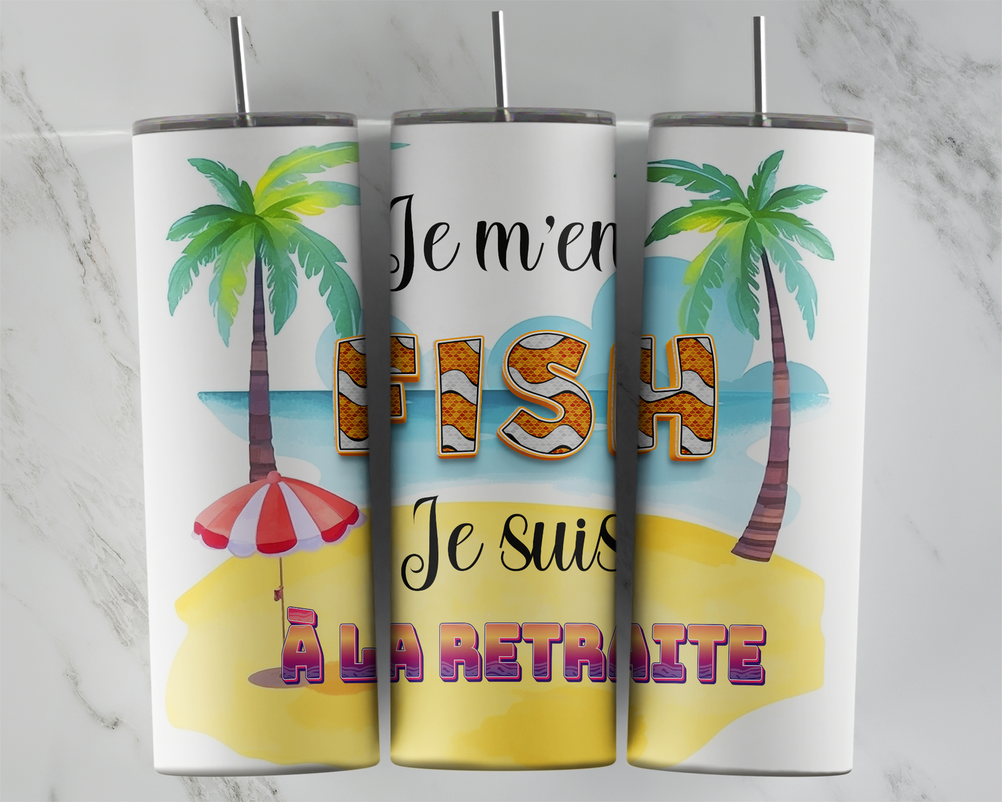 Design tumbler 20oz pour sublimation , J'en fish, je suis à la retraite