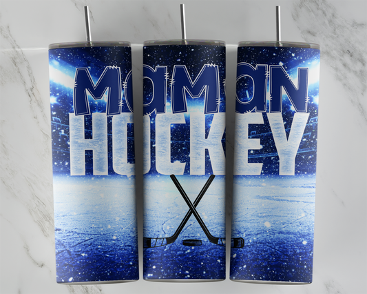 Design tumbler 20oz pour sublimation , HOCKEY MOM, MAMAN HOCKEY