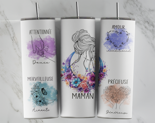 Design tumbler 20oz pour sublimation, Maman, minimaliste, aquarelle