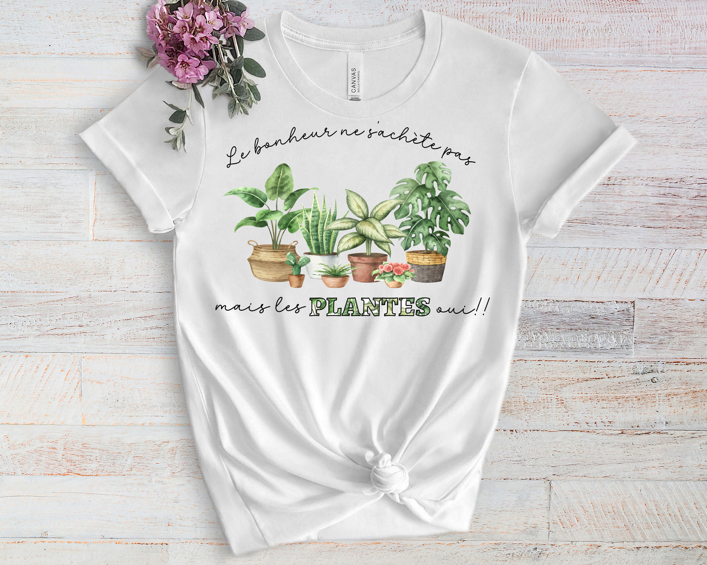 Design PNG pour sublimation, Le bonheur ne s'achète pas mais les plantes oui !