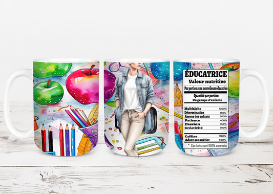 Design Tumblers 20 oz, sublimation. Éducatrice, femme valeur nutritive