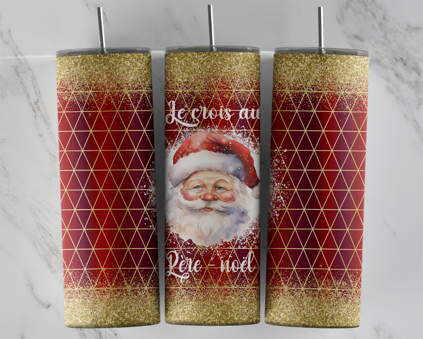 Design tumbler 20oz pour sublimation,  Je crois au père- noël