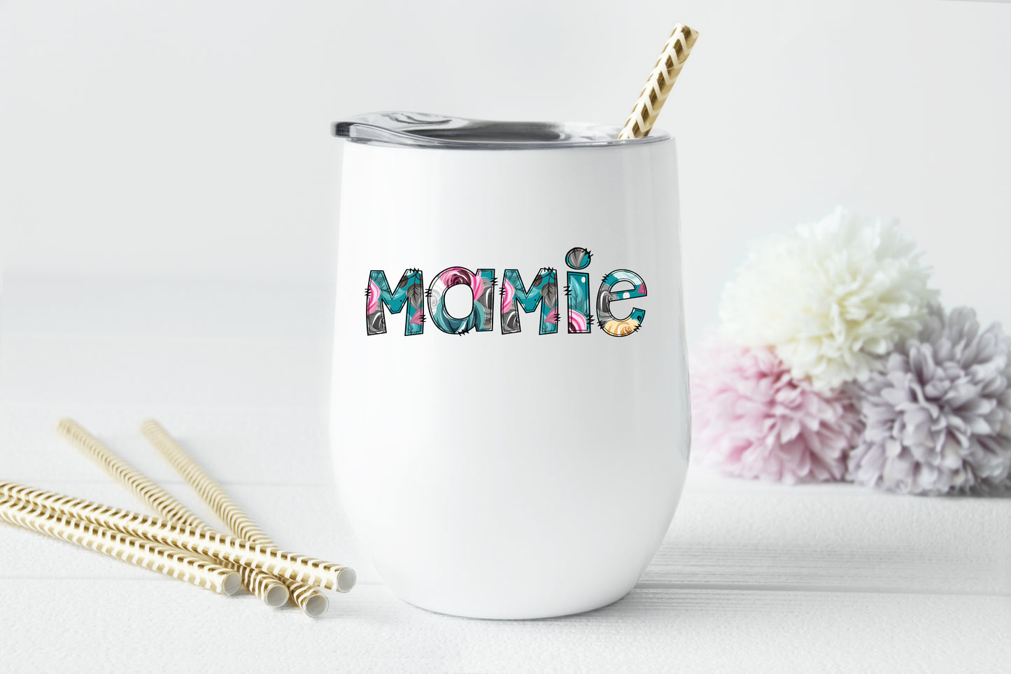 Design PNG pour sublimation, MAMIE,FLEURS