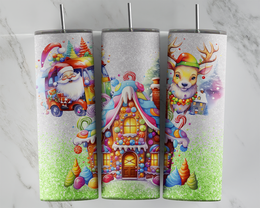 Design tumbler 20oz pour sublimation, Maison pain d'épices noël