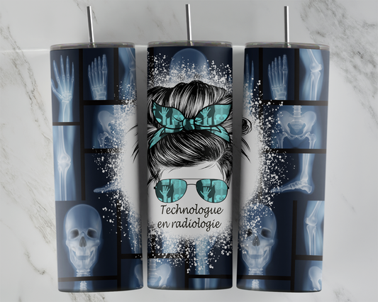 Design tumbler 20oz pour sublimation , TECHNOLOGUE EN RADIOLOGIE MESSY BUN