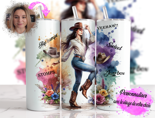 Design tumbler 20oz pour sublimation ,  Dance en ligne , fille brune