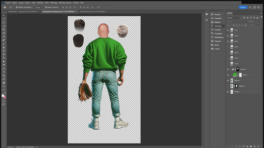 Design PNG, sublimation,  personnage BASEBALLDAD sans cheveux