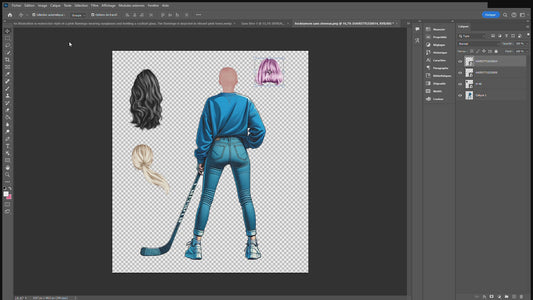 Design PNG, sublimation,  personnage HOCKEYMOM sans cheveux