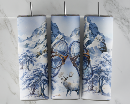 Design tumbler 20oz pour sublimation , Raquette, hiver ,neige