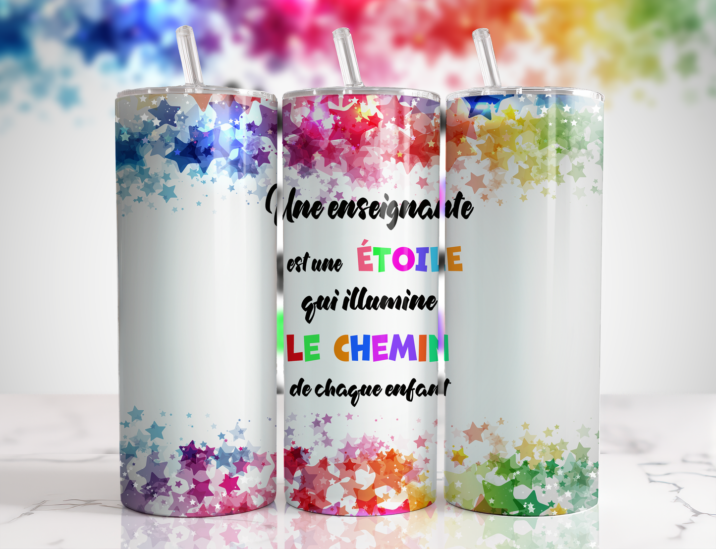 Design Tumblers 20 oz, sublimation. Une enseignante est une étoile qui illumine le chemin des enfants