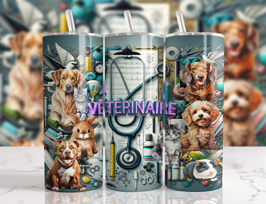 Design tumbler 20oz pour sublimation , Vétérinaire, métier