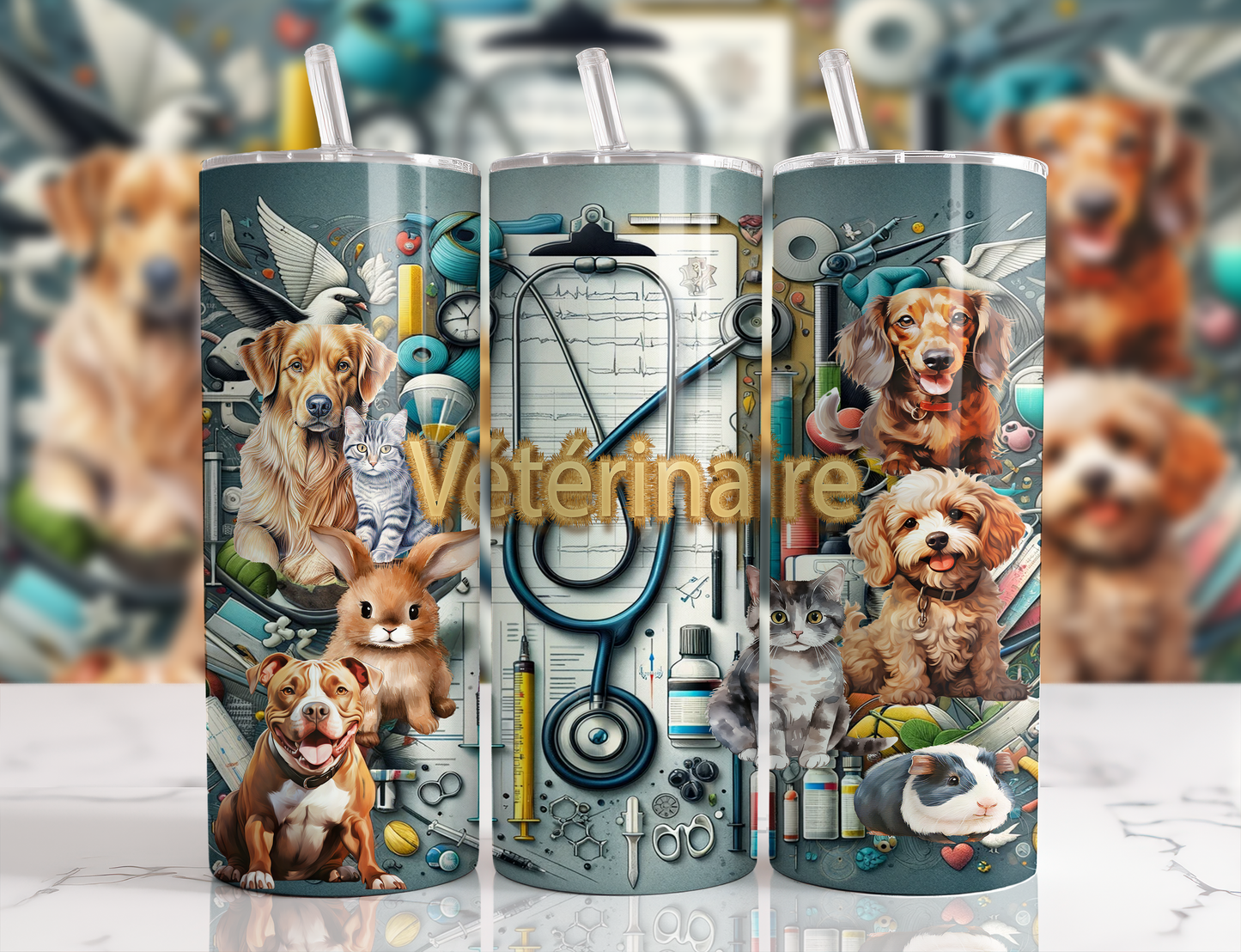 Design tumbler 20oz pour sublimation , Vétérinaire, métier